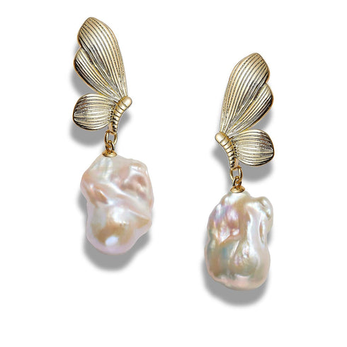 Butterfly Bold Baroque Pearl Earrings - Earrings made with hand-selected pearls from House of Pearls