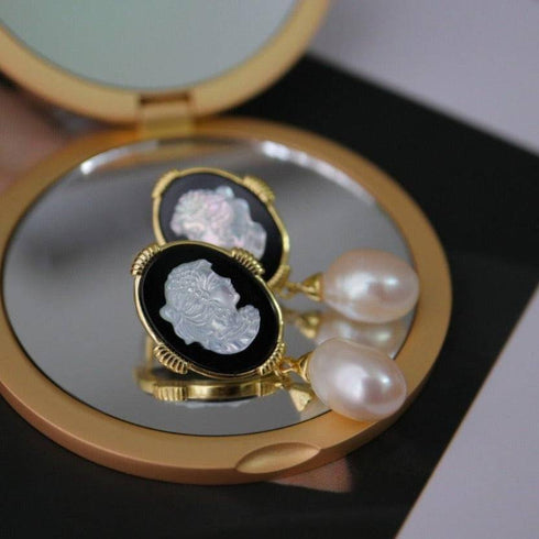Beauty Cameo Freshwater Pearls Earrings - House Of Pearls