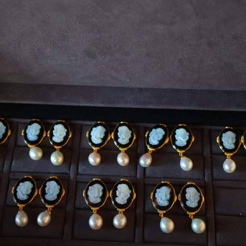 Beauty Cameo Freshwater Pearls Earrings - House Of Pearls
