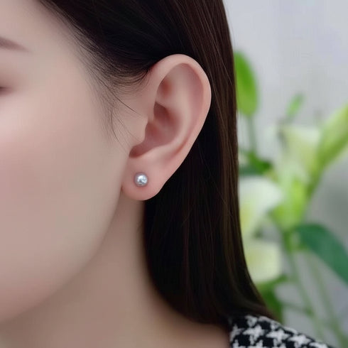 4-5mm Silver Blue Akoya Pearl Stud Earrings 18K Gold - Earrings made with hand-selected pearls from House of Pearls