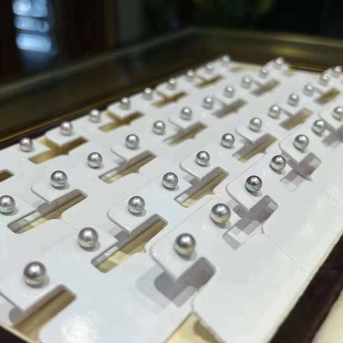 4-5mm Silver Blue Akoya Pearl Stud Earrings 18K Gold - Earrings made with hand-selected pearls from House of Pearls