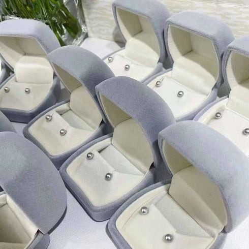 4-5mm Silver Blue Akoya Pearl Stud Earrings 18K Gold - Earrings made with hand-selected pearls from House of Pearls