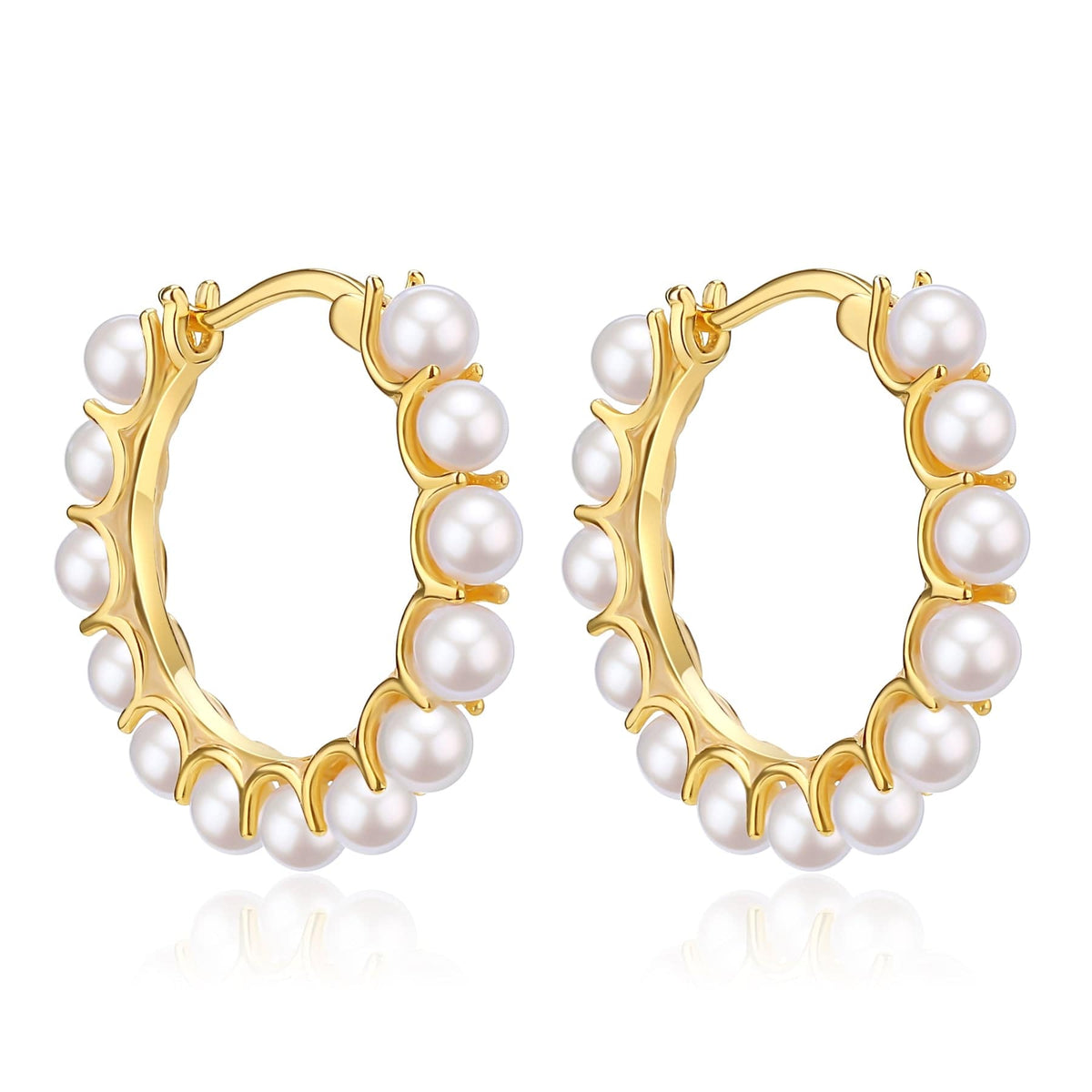 Twirled Pearl Hoop Earrings main image 1