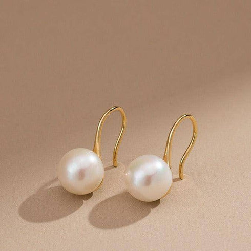 Classic Button Freshwater Pearl Classic Hook Earrings - House Of Pearls
