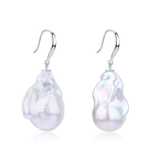Daisy White Freshwater Baroque Pearl Earrings Sterling Silver - House Of Pearls