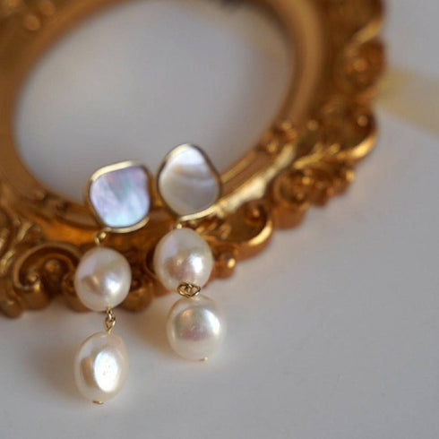 Teardrop Barqoue Pearl Shell Earrings - House Of Pearls