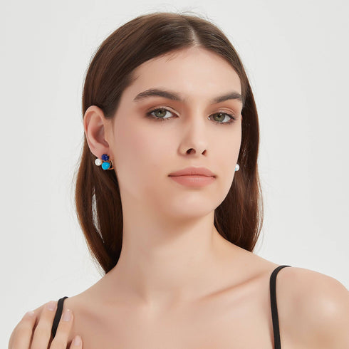 Turquoise Freshwater Pearl Earrings - House Of Pearls