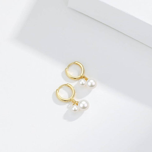 Dual Freshwater Pearls Gold Hoop Earrings - House Of Pearls
