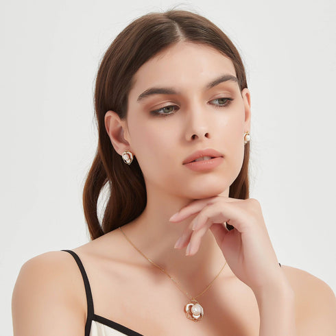 Rose White Mother of Pearls Set - House Of Pearls