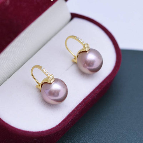 Elegant 11-12mm Freshwater Pearl Bucket-Shaped Earrings - House Of Pearls