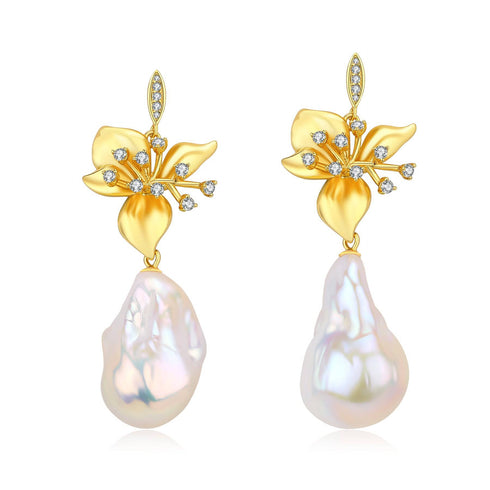 Floral Baroque Pearl Drop Earrings - House Of Pearls