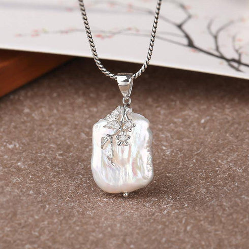 Vintage Baroque Freshwater Pearl Floral Pendant Necklace - House Of Pearls