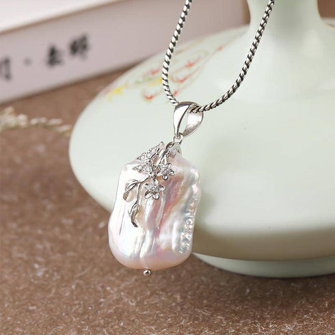 Handcrafted Baroque Freshwater Pearl Leaf Earrings Silver - House Of Pearls