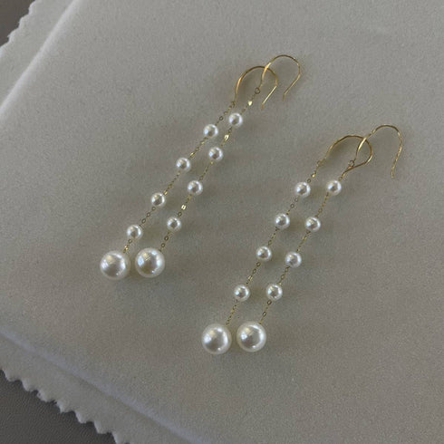 Freshwater Pearl Dangle Cluster Earrings 18K Gold - House Of Pearls