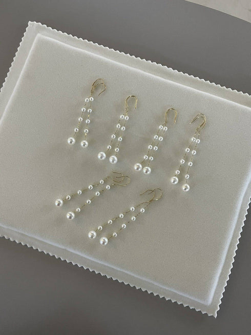 Freshwater Pearl Dangle Cluster Earrings 18K Gold - House Of Pearls