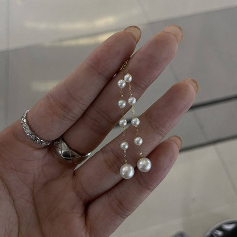 Freshwater Pearl Dangle Cluster Earrings 18K Gold - House Of Pearls