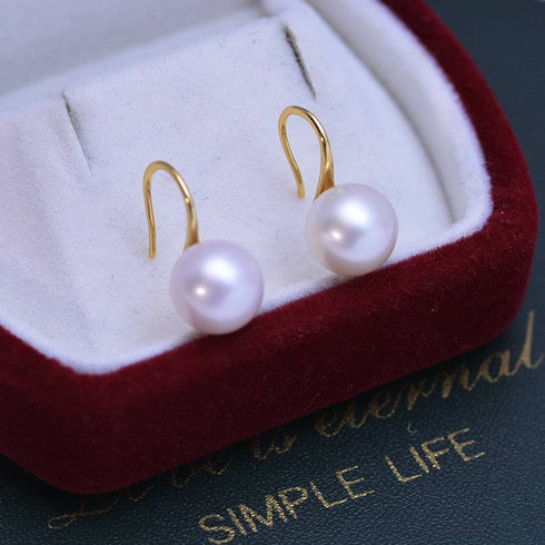Freshwater White Pearl & Classic Hook Earrings - House Of Pearls