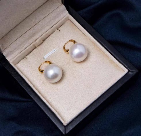 9-10mm Round Hoop Freshwater Pearl Earrings Sterling Silver - House Of Pearls