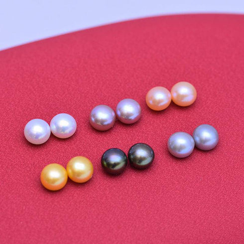 Golden Button Freshwater Pearl Stud Earrings - House Of Pearls