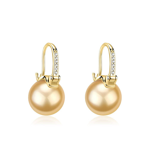 Golden South Sea Bucket-Shaped Earrings - House Of Pearls
