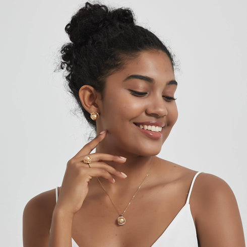 Golden South Sea Pearl 11.0-12.0mm & CZ Rose Collection - House Of Pearls