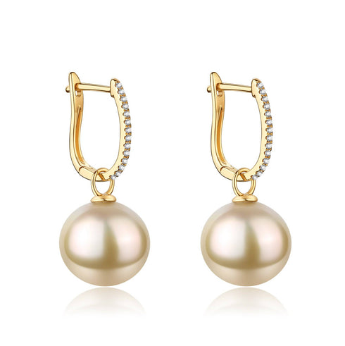 Golden South Sea Pearl & Audrey 18K Gold Earrings - House Of Pearls