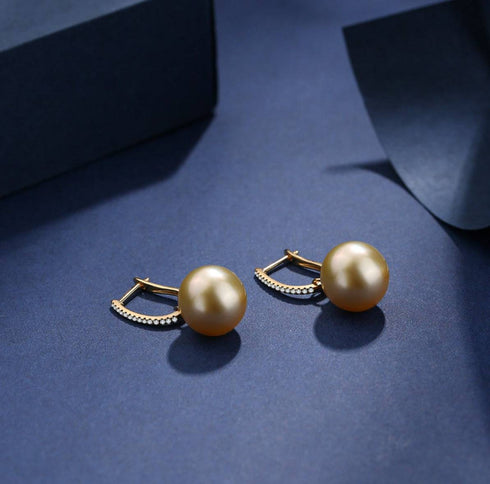 Golden South Sea Pearl & Audrey 18K Gold Earrings - House Of Pearls