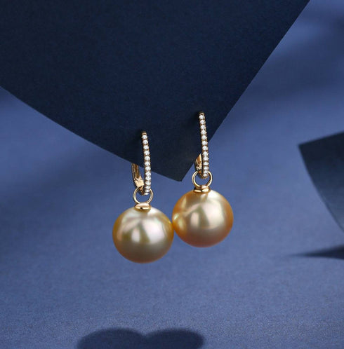 Golden South Sea Pearl & Audrey 18K Gold Earrings - House Of Pearls