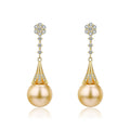 Golden South Sea Pearl & CZ Daisy Earrings - Earrings made with hand-selected pearls from House of Pearls