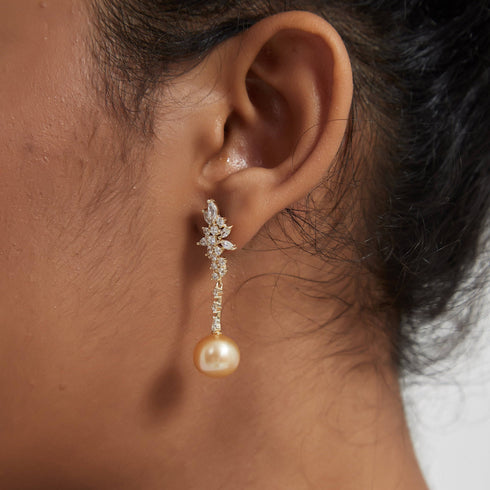 Golden South Sea Pearl & Snowflake Earrings - House Of Pearls