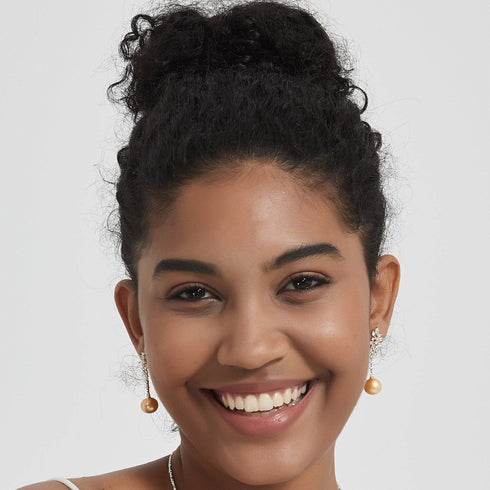 Golden South Sea Pearl & Snowflake Earrings - House Of Pearls