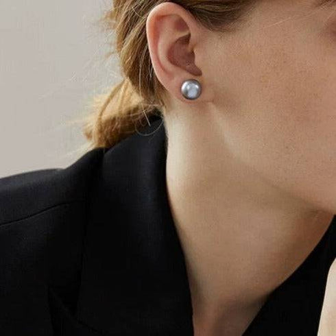 Grey Button Freshwater Pearl Stud Earrings - House Of Pearls