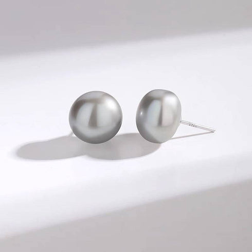 Grey Button Freshwater Pearl Stud Earrings - House Of Pearls