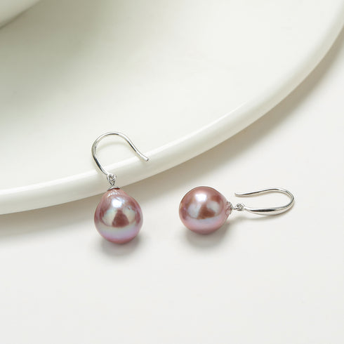 Classic Hook Purple Baroque Pearl Earrings - Earrings made with hand-selected pearls from House of Pearls