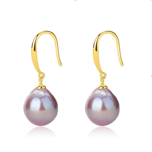 Classic Hook Purple Baroque Pearl Earrings - Earrings made with hand-selected pearls from House of Pearls