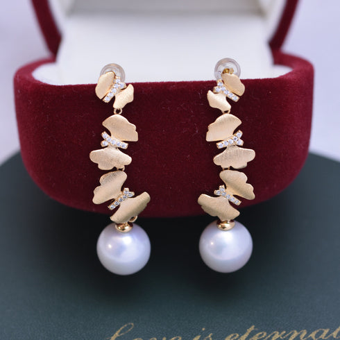 11-12mm Freshwater Pearl & Dancing Butterfly Earrings - Earrings made with hand-selected pearls from House of Pearls