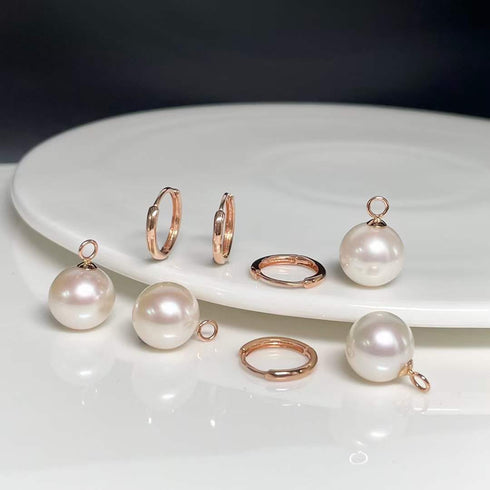 11-12mm Freshwater Pearl & Hoops Earrings - Earrings made with hand-selected pearls from House of Pearls