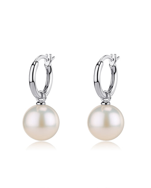 11-12mm Freshwater Pearl & Hoops Earrings - Earrings made with hand-selected pearls from House of Pearls