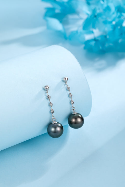 8-9mm Tahitian Pearl & Beaded Long Drop Earrings - Earrings made with hand-selected pearls from House of Pearls