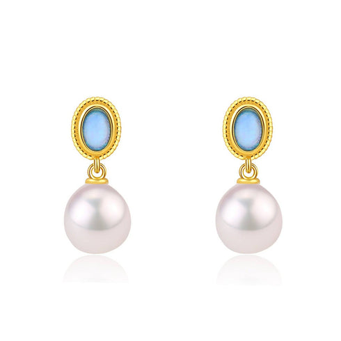 Opal Freshwater Baroque Pearls Earrings Gold Vermeil - House Of Pearls