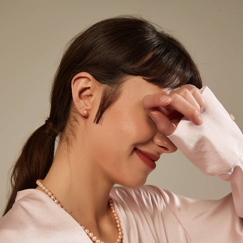 Pink Button Freshwater Pearl Stud Earrings - House Of Pearls