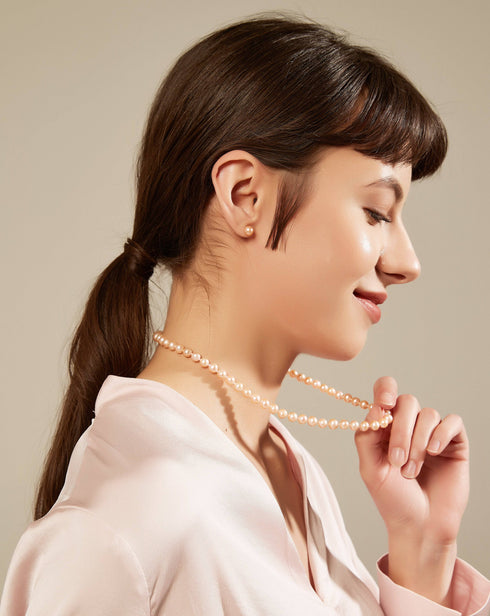 Pink Freshwater Pearl Earrings, 7.5-8.0mm - House Of Pearls