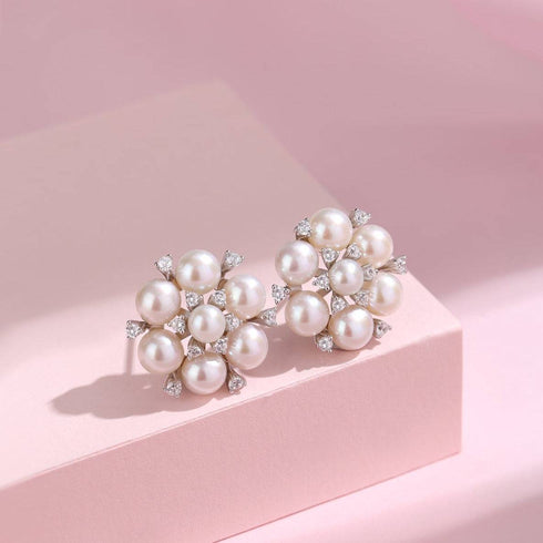 Plum Blossom Multi-Pearl Stud Earrings - House Of Pearls