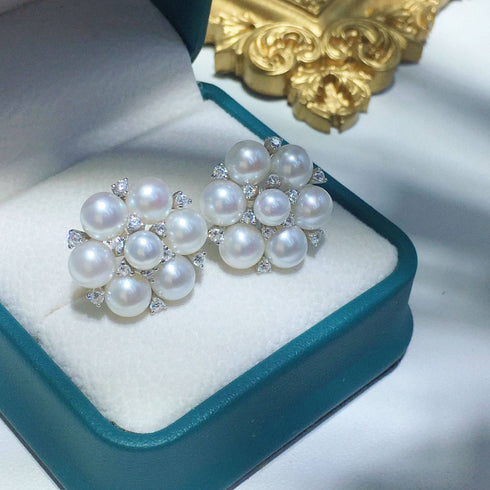 Plum Blossom Multi-Pearl Stud Earrings - House Of Pearls