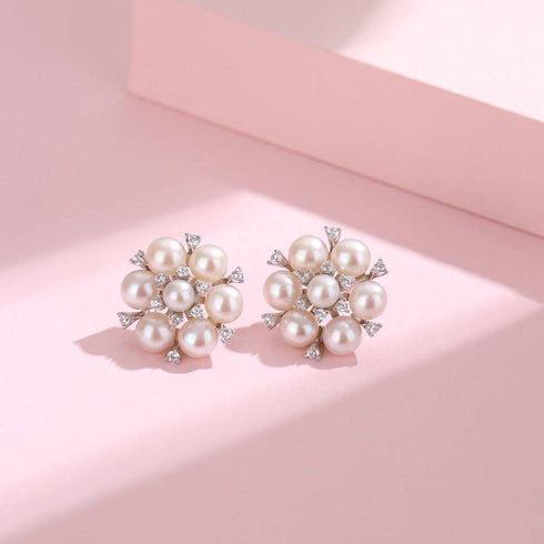 Plum Blossom Multi-Pearl Stud Earrings - House Of Pearls