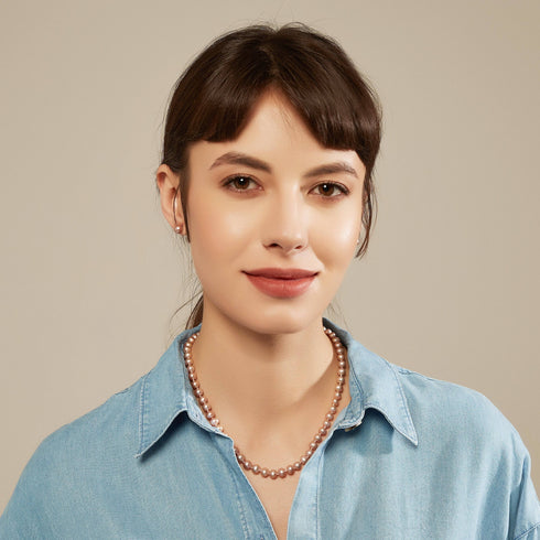 Purple Button Freshwater Pearl Stud Earrings - House Of Pearls