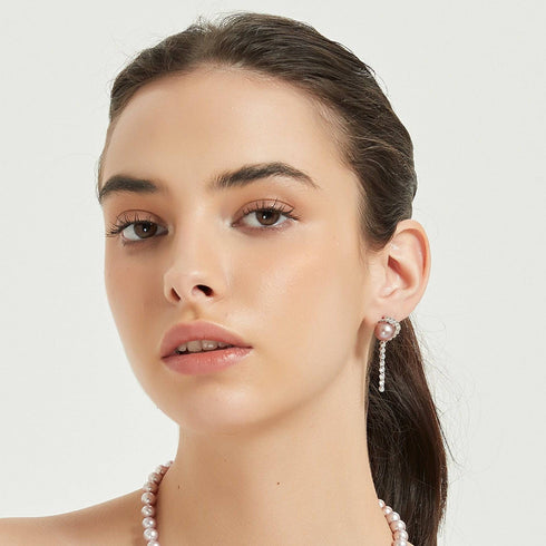 Purple Pearl CZ Earrings - House Of Pearls