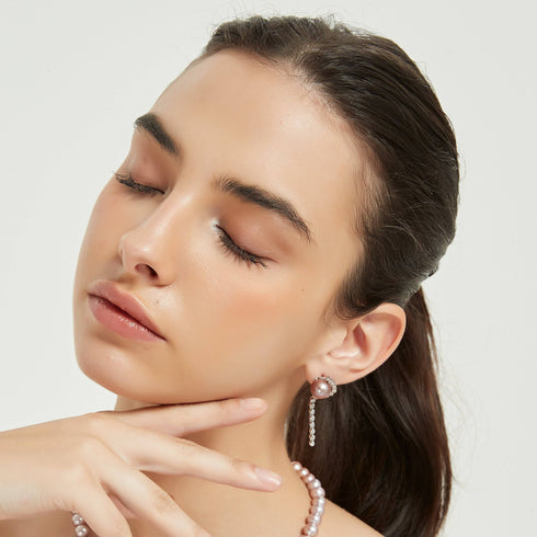 Purple Pearl CZ Earrings - House Of Pearls