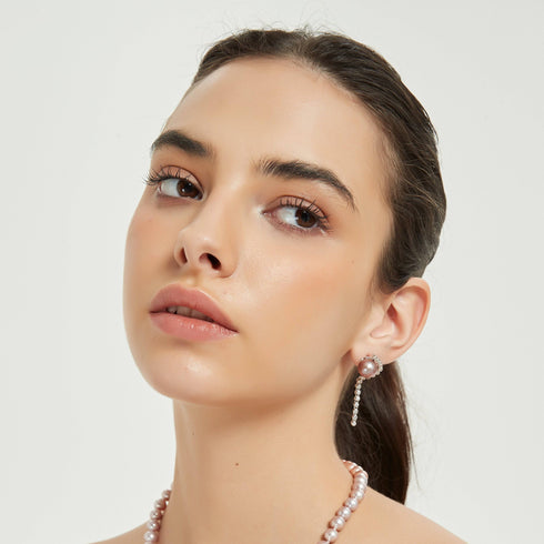 Purple Pearl CZ Earrings - House Of Pearls