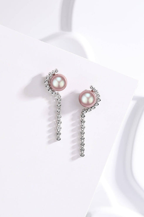 Purple Pearl CZ Earrings - House Of Pearls